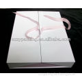 pink color cardboard door box with ribbon closure